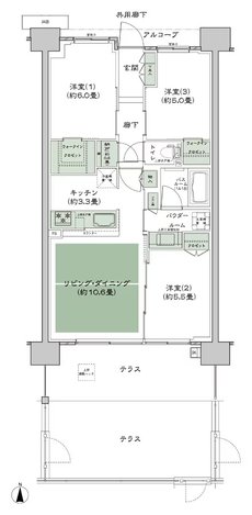 シティテラス若江岩田 間取り B-D3t-標準 type