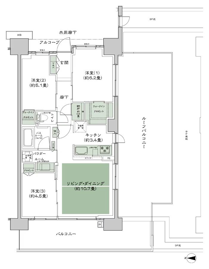 シティテラス若江岩田 間取り A-Gr3-標準 type