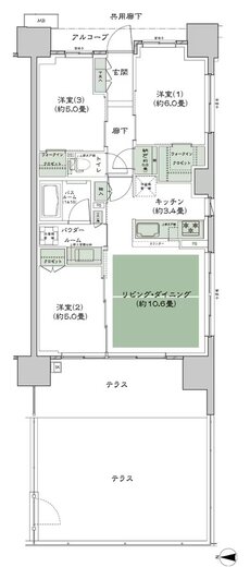 シティテラス若江岩田 間取り A-A2t-標準 type