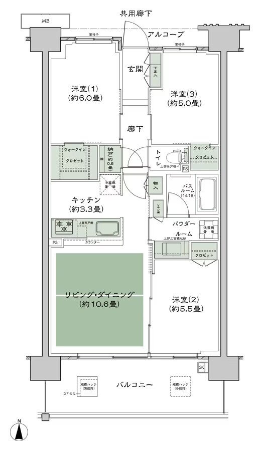 シティテラス若江岩田 間取り B-D3-標準 type