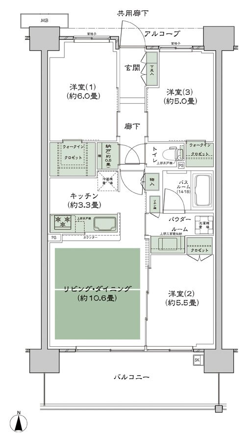 シティテラス若江岩田 間取り B-D2-標準  type