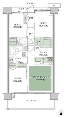 シティテラス若江岩田 間取り B-D3'-標準 type