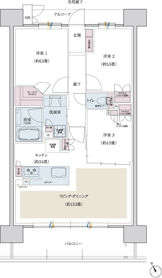 ローレルコート富吉駅南 間取り E type