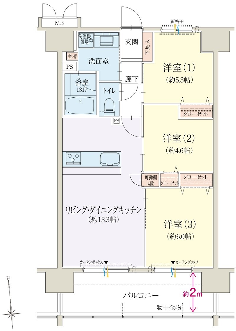 オブリージュ富士プレミアレジデンス 間取り B type PLAN1