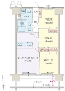 オブリージュ富士プレミアレジデンス 間取り B type PLAN4