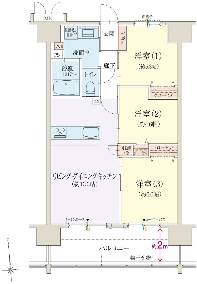 オブリージュ富士プレミアレジデンス 間取り F type PLAN1