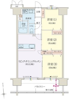 オブリージュ富士プレミアレジデンス 間取り F type PLAN1