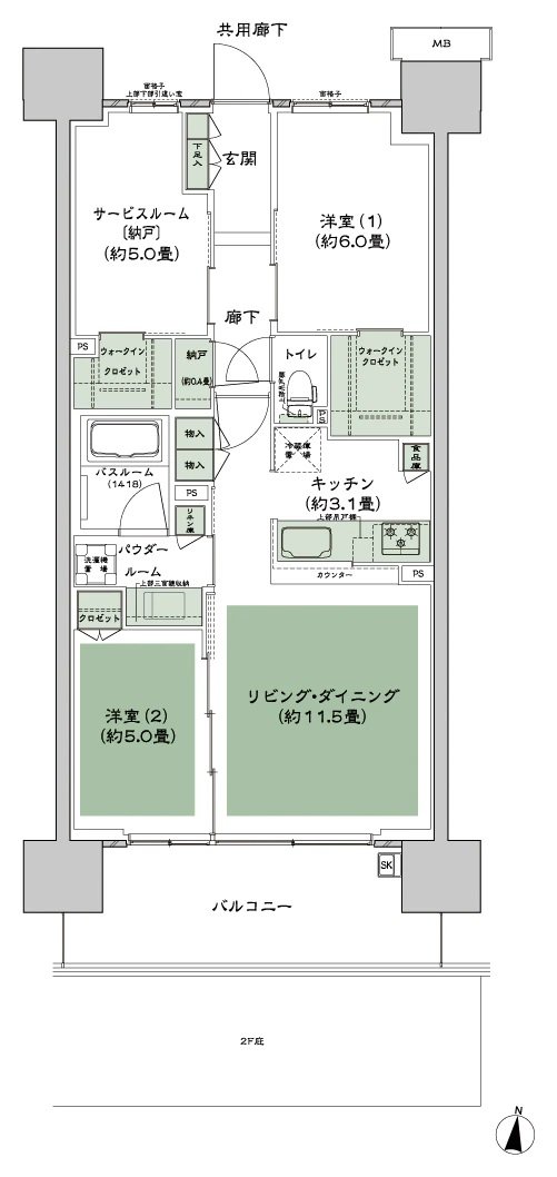 シティハウス八千代緑が丘 間取り B-C'1-標準 type