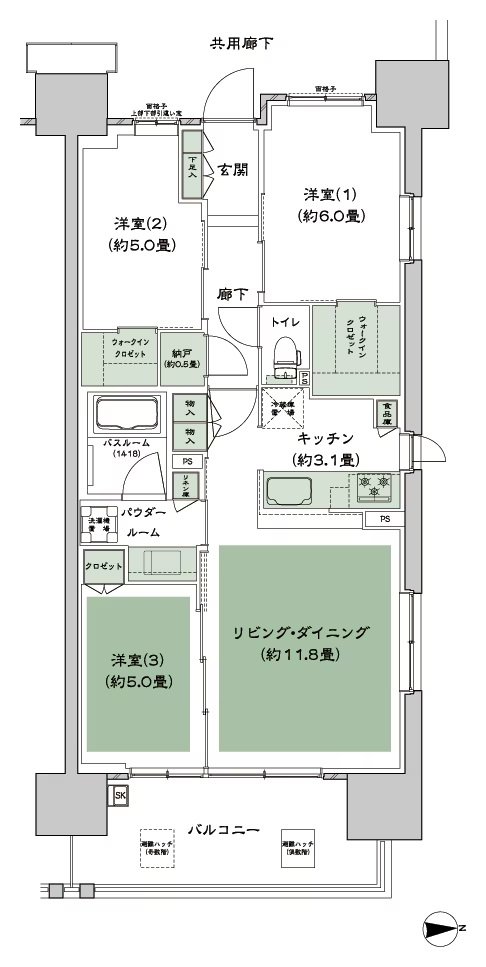 シティハウス八千代緑が丘 間取り D-A'1-標準 type