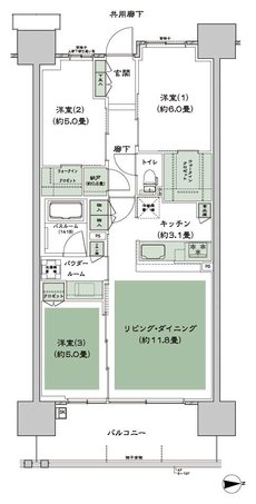 シティハウス八千代緑が丘 間取り D-B'3-標準 type
