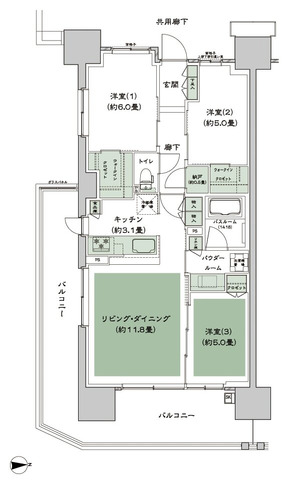 シティハウス八千代緑が丘 間取り D-E type