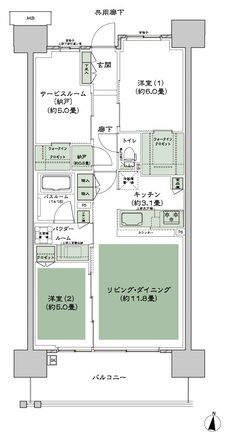 シティハウス八千代緑が丘 間取り B-B'1a type