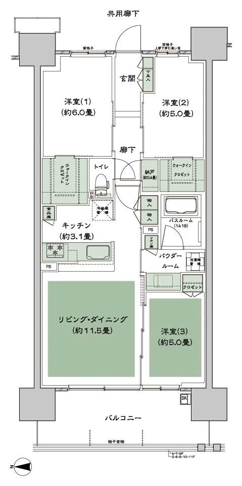 シティハウス八千代緑が丘 間取り C-C1 type
