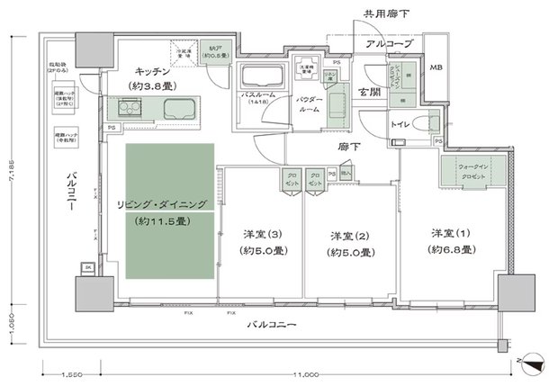 シティタワー青葉通一番町 間取り A-標準プラン type