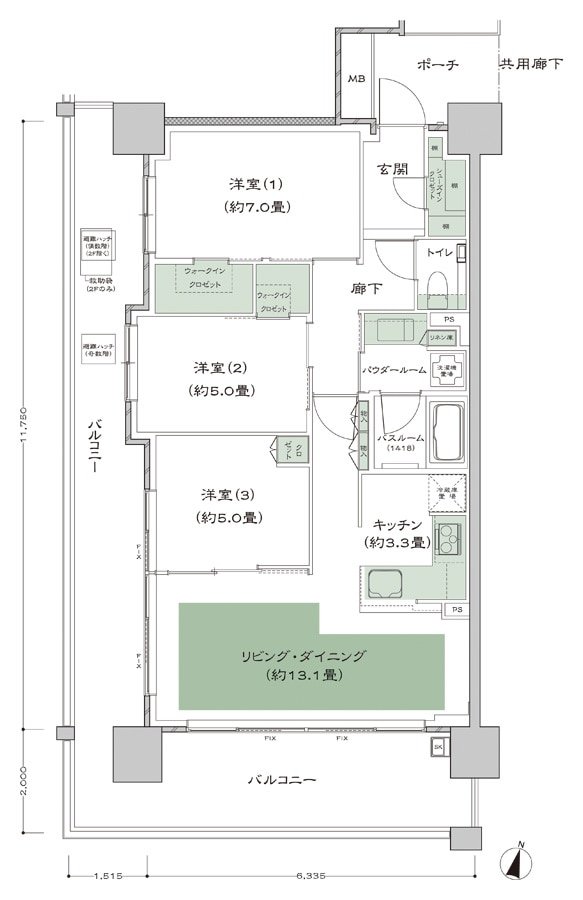 シティタワー青葉通一番町 間取り H標準プラン type