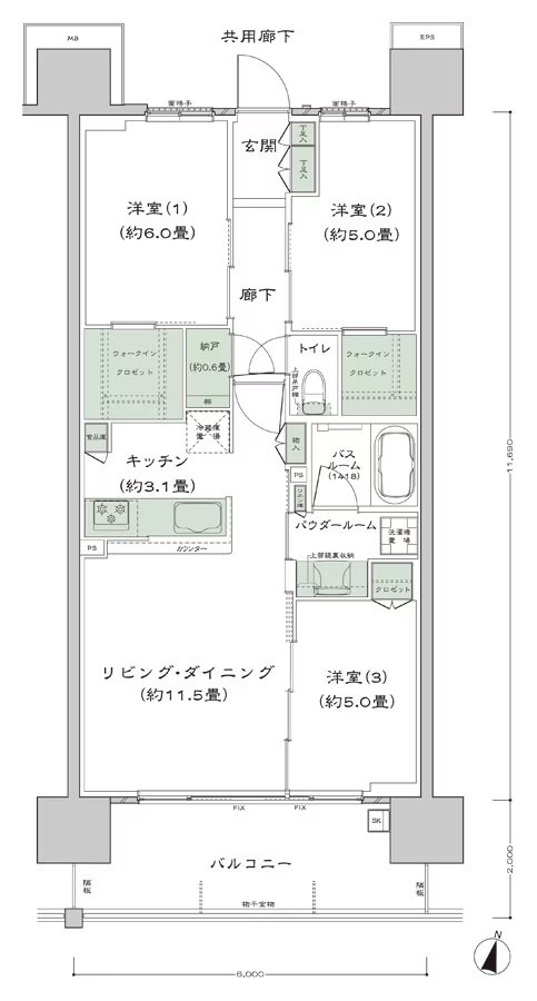 シティテラス宮崎 間取り C4-標準 type