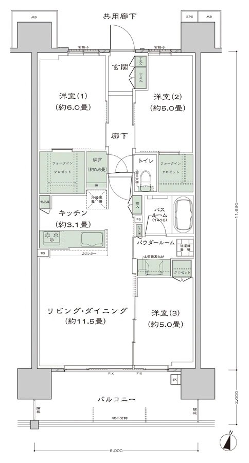 シティテラス宮崎 間取り C2-標準 type