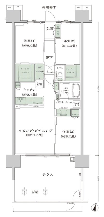 シティテラス宮崎 間取り C2t-標準 type