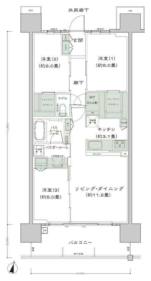 シティテラス宮崎 間取り C'4-標準 type