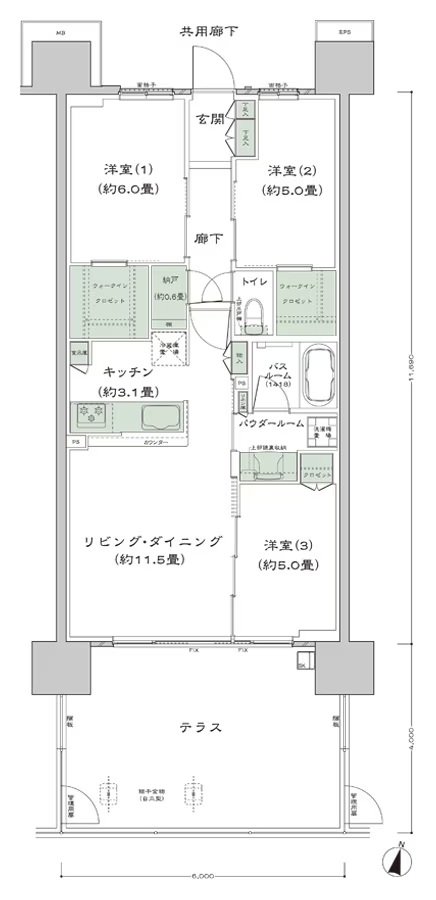 シティテラス宮崎 間取り C4t-標準 type