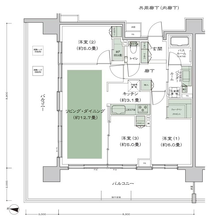 シティテラス宮ケ丘 間取り A_独立洋室-1 type