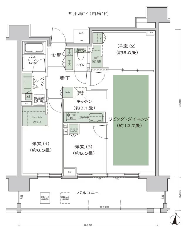 シティテラス宮ケ丘 間取り E1'_独立洋室プラン type
