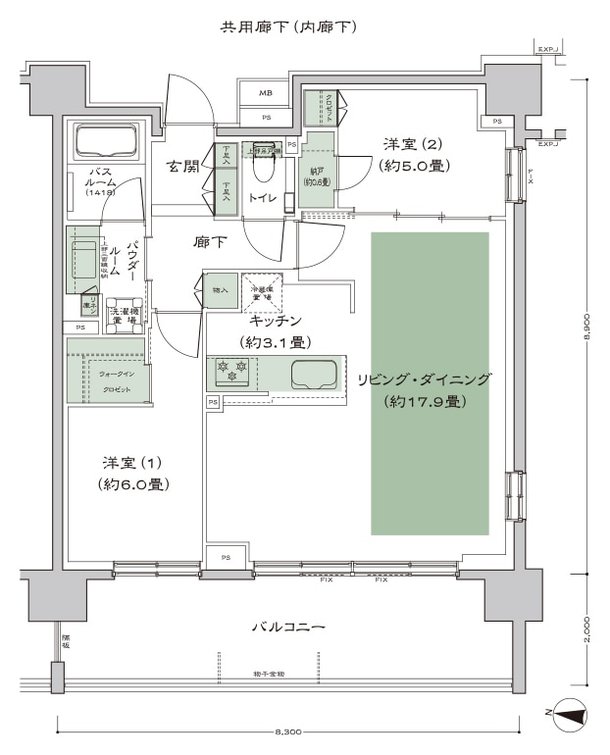 シティテラス宮ケ丘 間取り C1_LD拡大プラン type