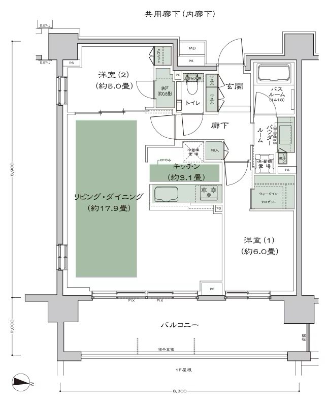 シティテラス宮ケ丘 間取り C'_LD拡大プラン type