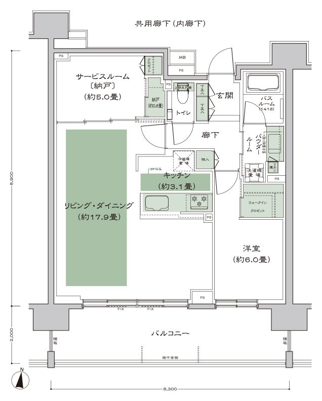 シティテラス宮ケ丘 間取り E2_LD拡大プラン type