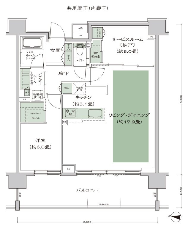 シティテラス宮ケ丘 間取り B2_LD拡大プラン type