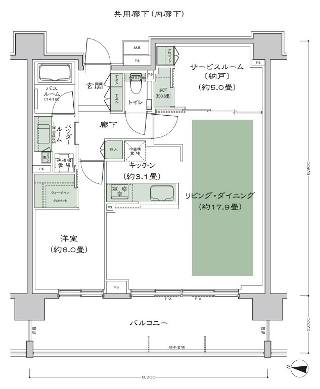 シティテラス宮ケ丘 間取り B2_LD拡大プラン type