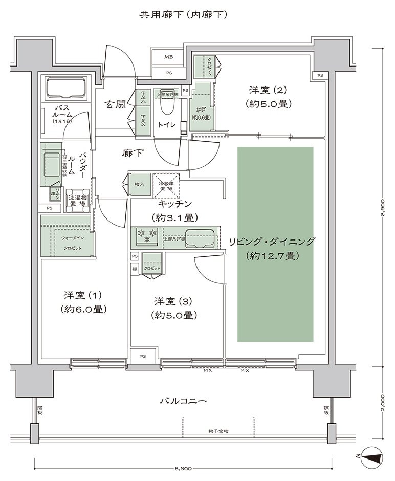 シティテラス宮ケ丘 間取り B1_独立洋室-1 type
