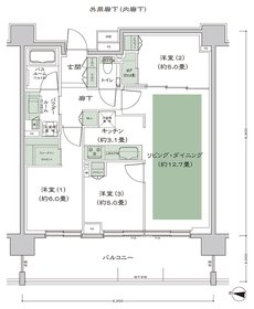 シティテラス宮ケ丘 間取り B1_独立洋室-1 type