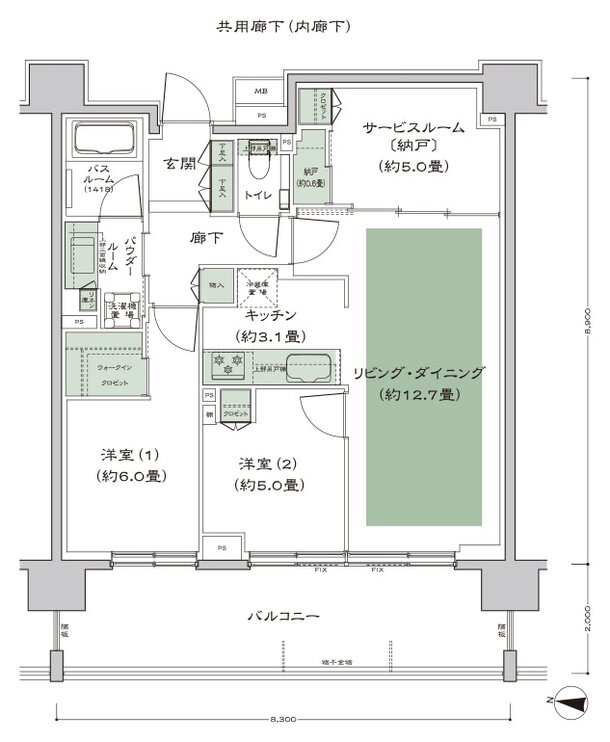 シティテラス宮ケ丘 間取り B2_独立洋室プラン type
