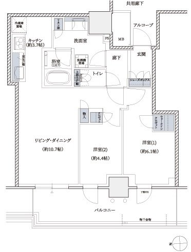 シエリアタワー大阪堀江 間取り AB・BB type