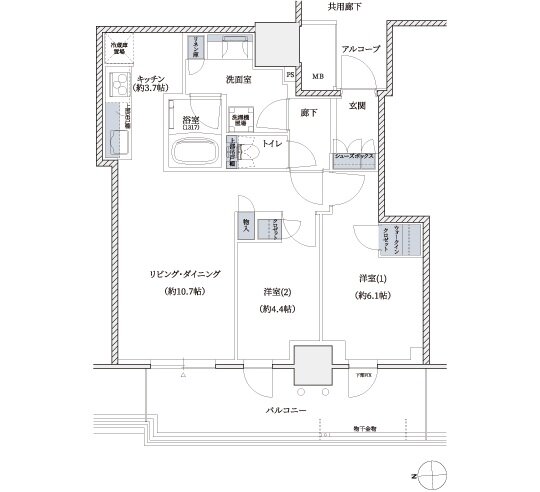 シエリアタワー大阪堀江 間取り AB type
