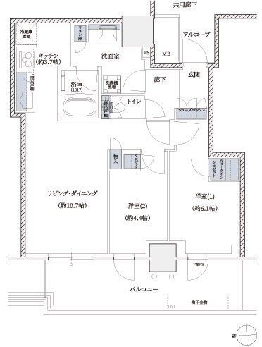 シエリアタワー大阪堀江 間取り AB type
