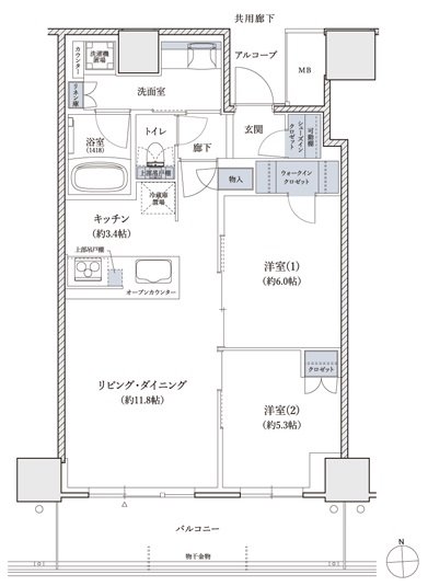 シエリアタワー大阪堀江 間取り AH type