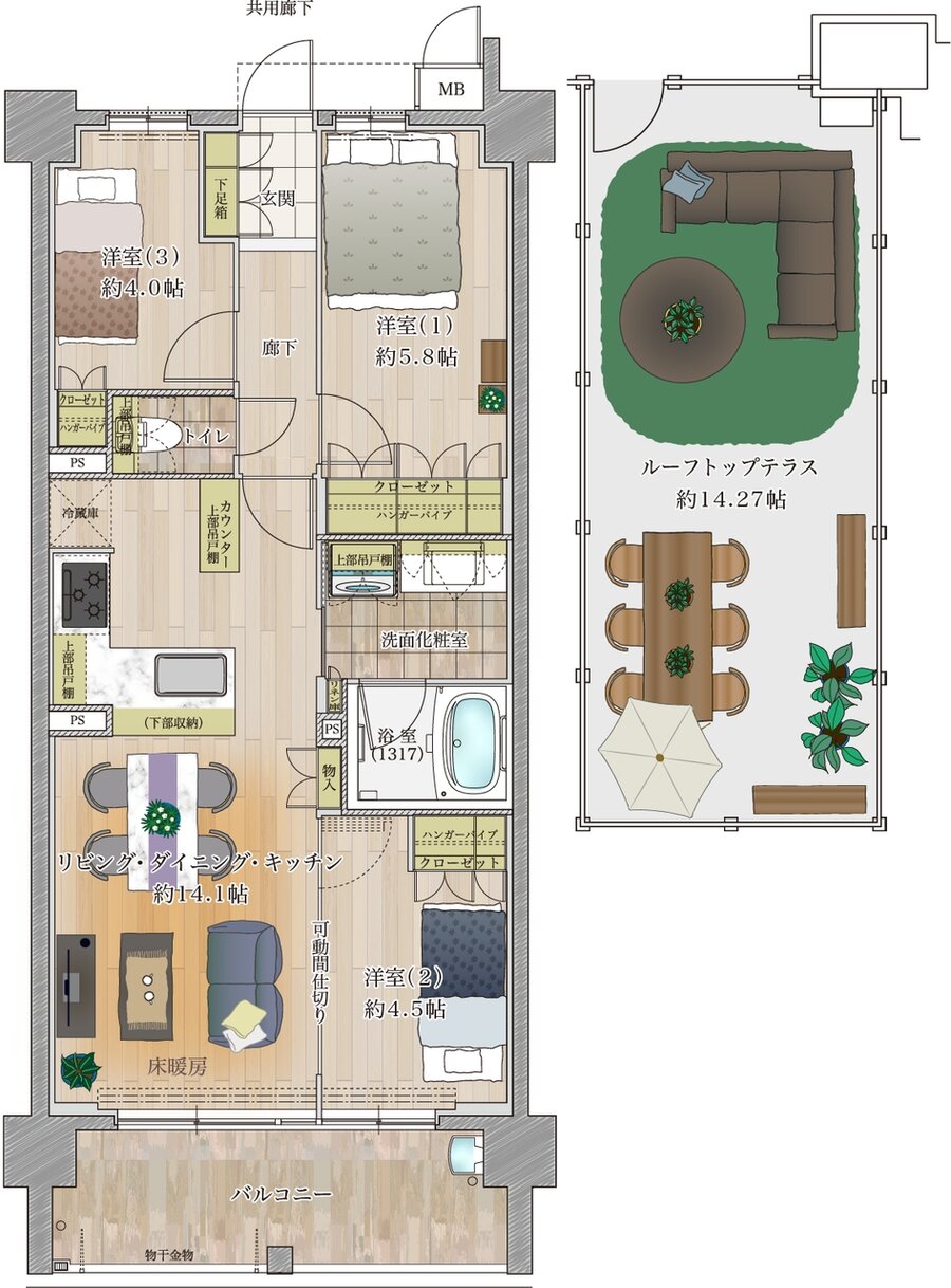 ダイアパレス八事柏木町 間取り Crタイプ