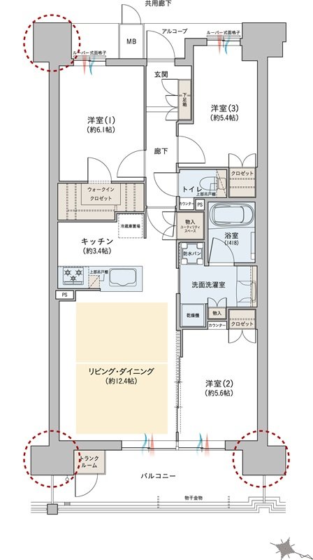 ジオ彩都いろどりの丘 間取り 2-Kタイプ