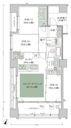 シティハウス横浜 間取り E1'_標準 type