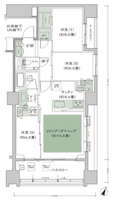 シティハウス横浜 間取り E1_標準 type