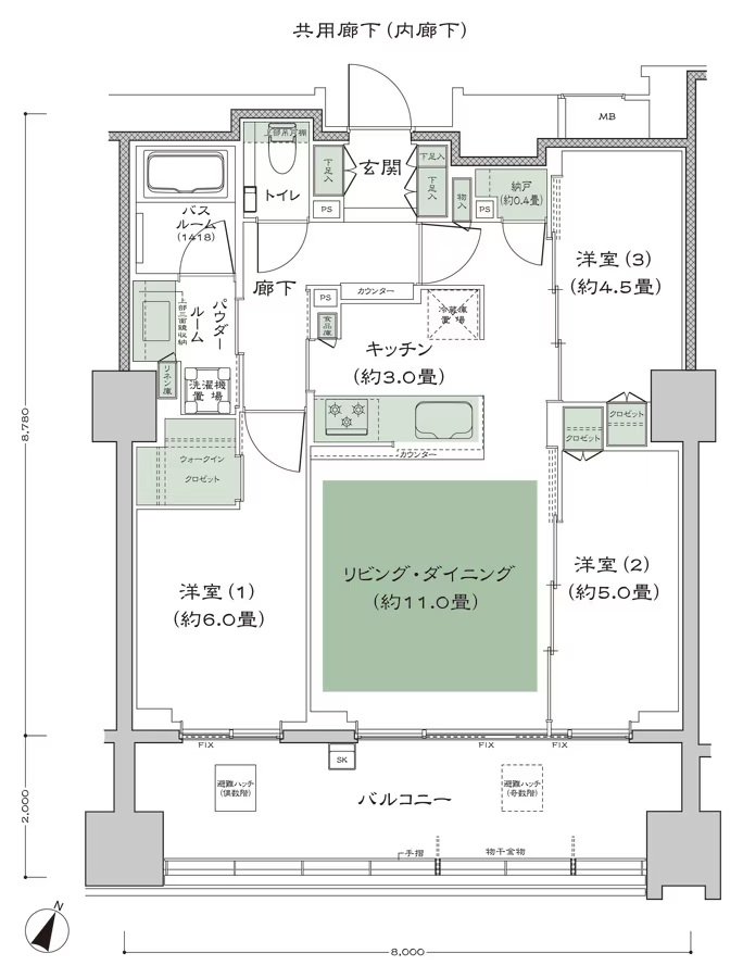 シティハウス横浜 間取り F-標準 type