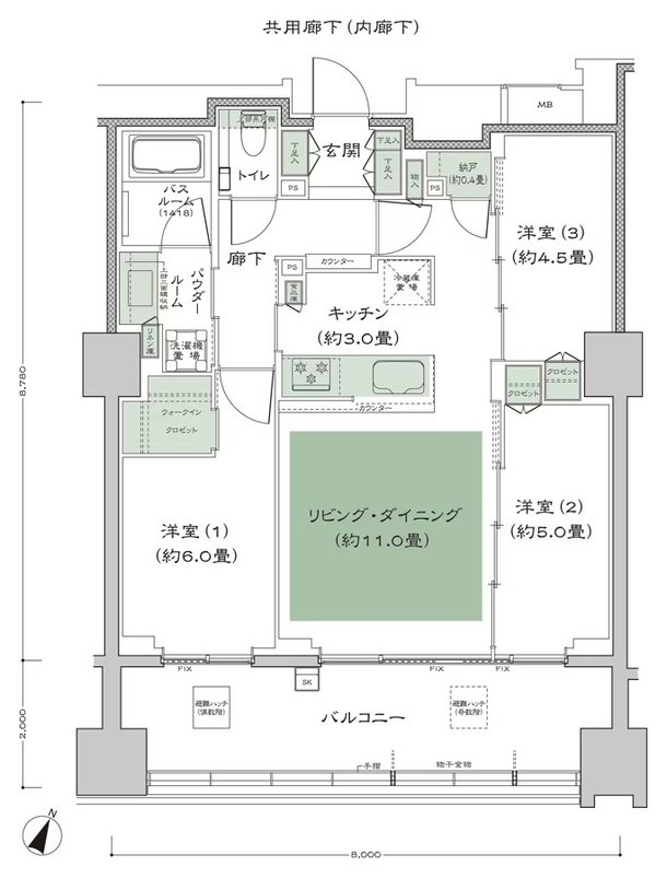 シティハウス横浜 間取り F-標準 type