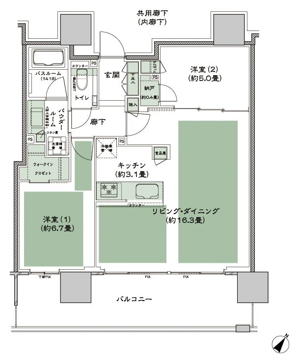 シティタワー千住大橋 間取り E_LD拡大 type