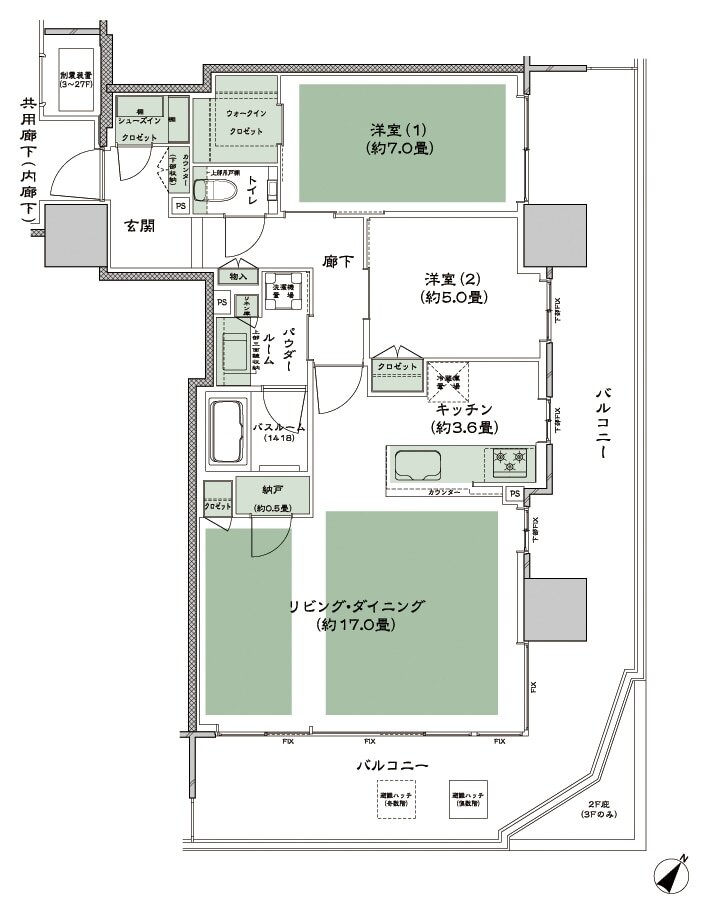 シティタワー千住大橋 間取り H_LD拡大 type