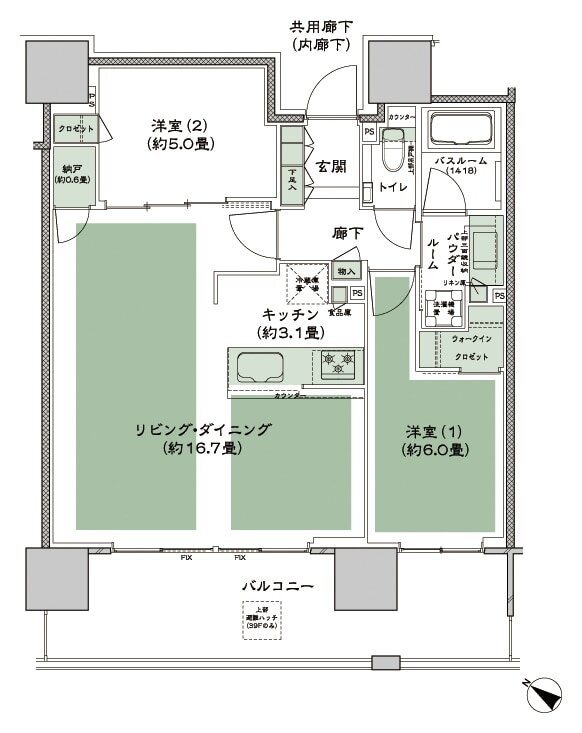 シティタワー千住大橋 間取り B_LD拡大 type