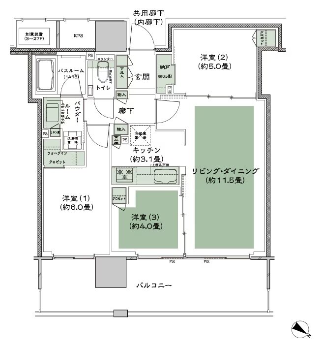シティタワー千住大橋 間取り I-標準 type