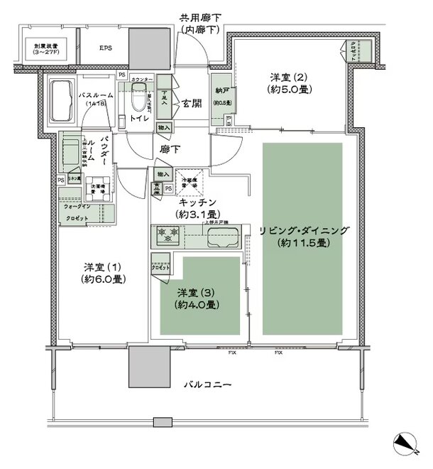 シティタワー千住大橋 間取り I-標準 type