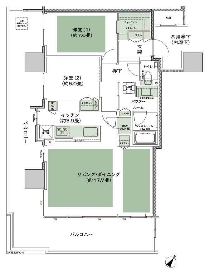 シティタワー千住大橋 間取り D_LD拡大 type